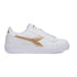 Sneakers bianche con logo oro effetto laminato Diadora Game Step Gs, Brand, SKU s354000050, Immagine 0